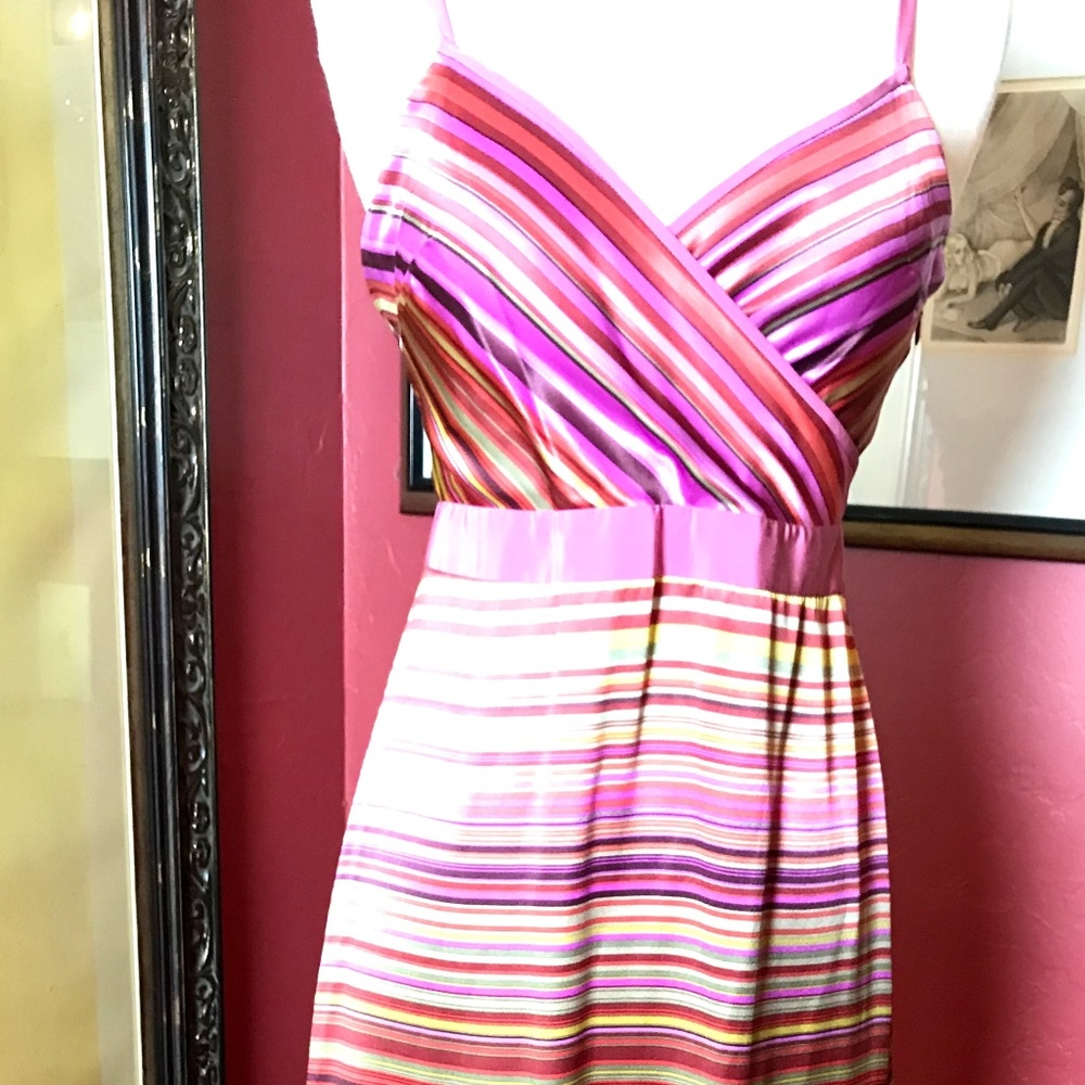 NWT, Banana Republic, Silk Pink Strip Slip Dress